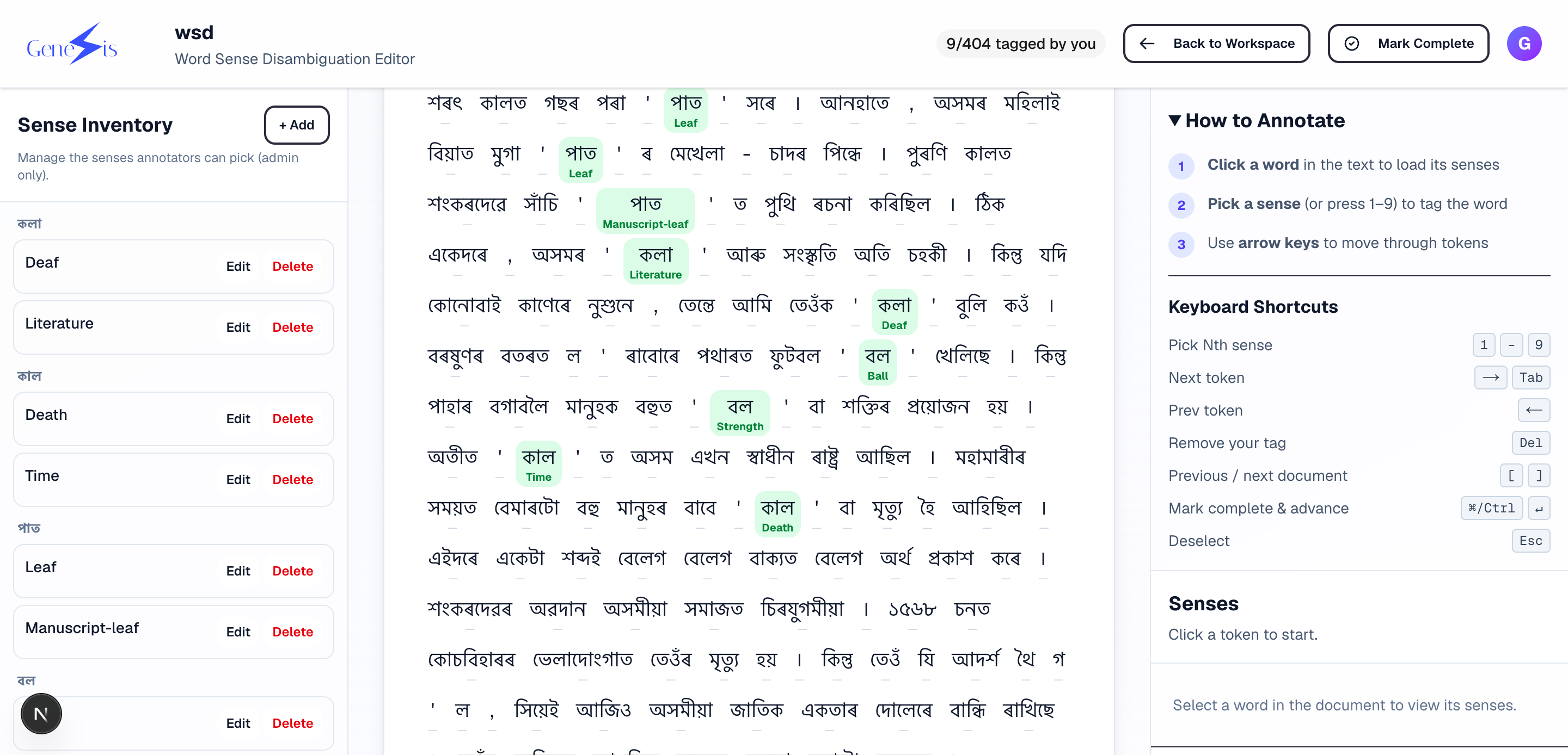 WSD editor